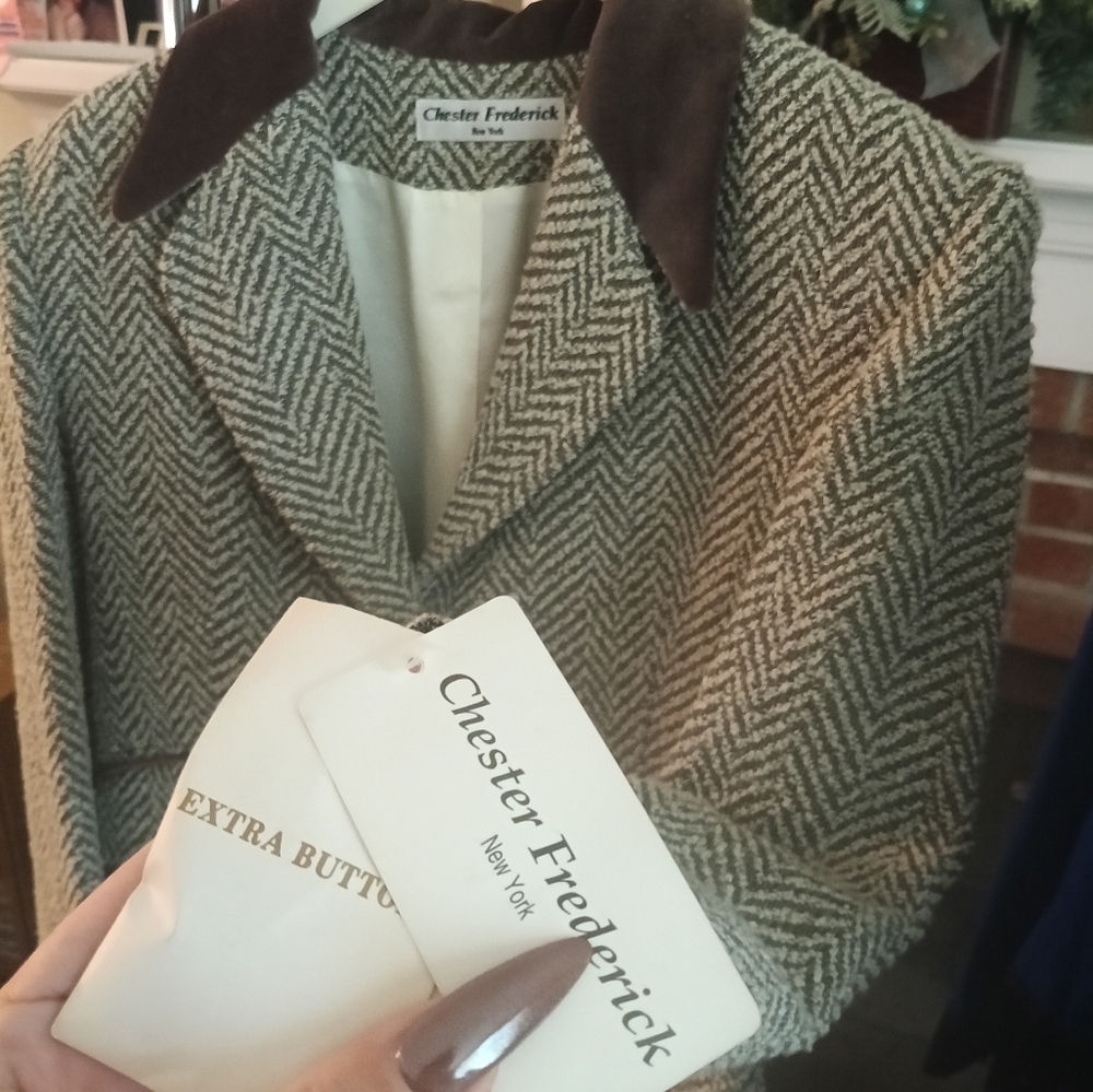 Vintage 90s Chester Frederick Brown Tweed Coat